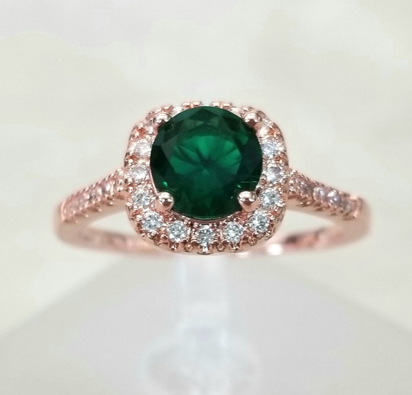 18k Over Sterling Emerald Ring